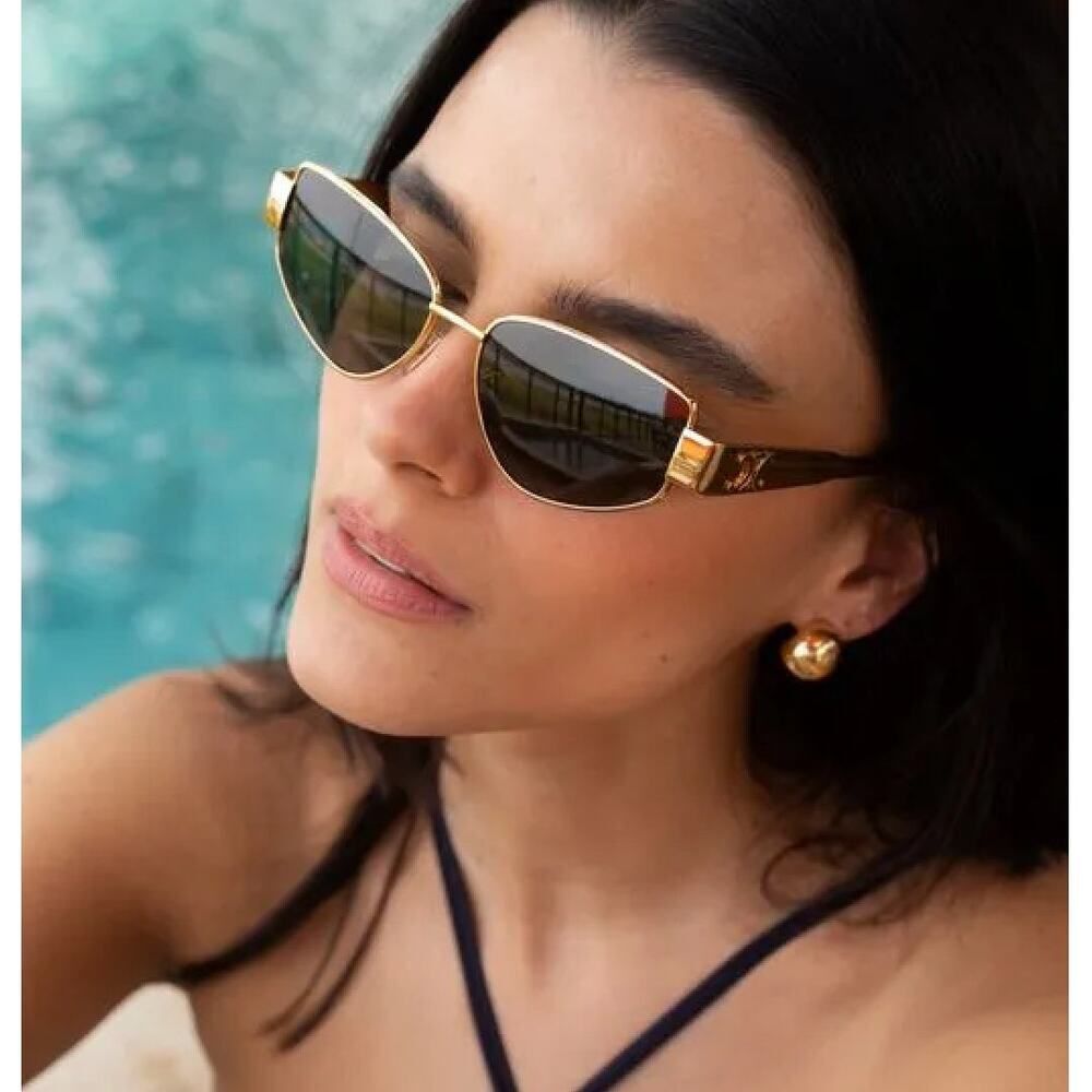 NEW Celine Sunglasses Metal Triomphe CL40293U 30N Gold Green